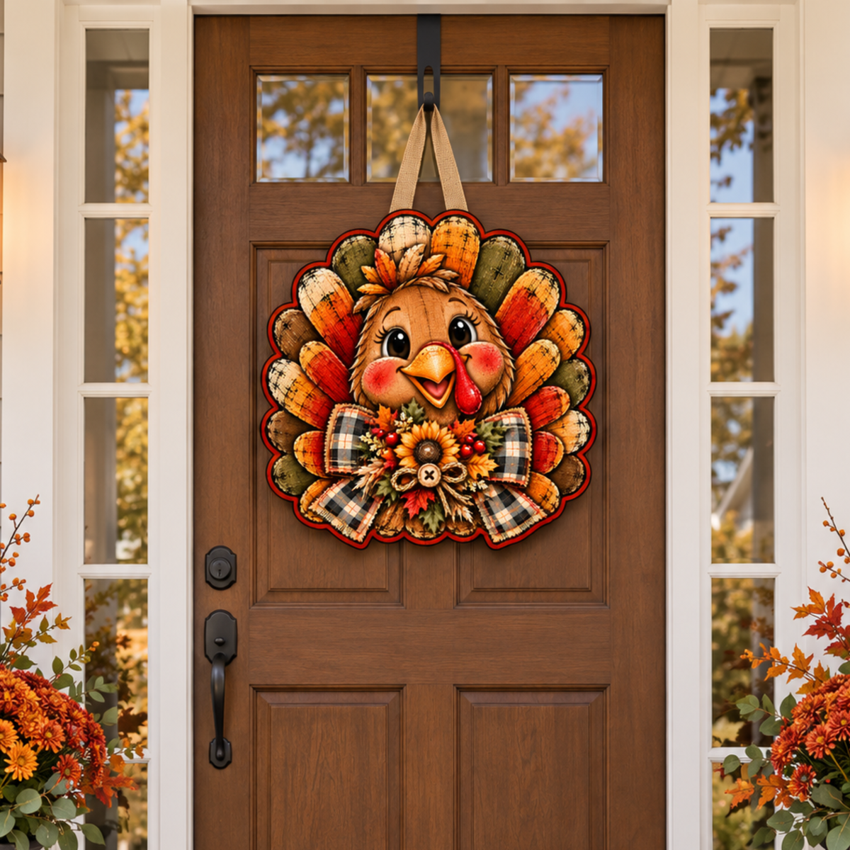 Thanksgiving Turkey Door Hanger Canvas Cut - 16" Fall Canvas for DIY Door Hanger