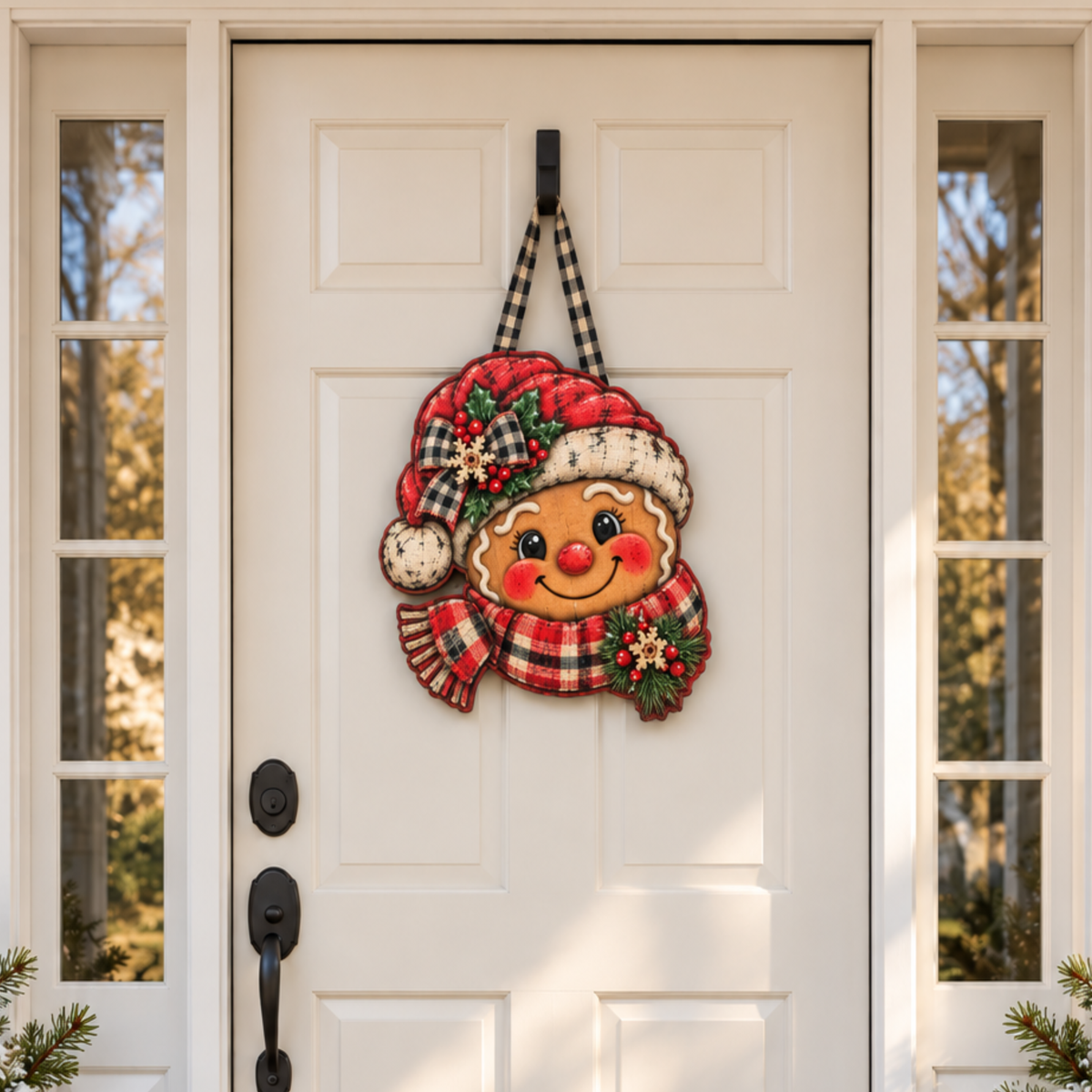 Gingerbread Face Door Hanger Christmas Canvas Cut - 16" Winter Canvas for DIY Door Hangerbread