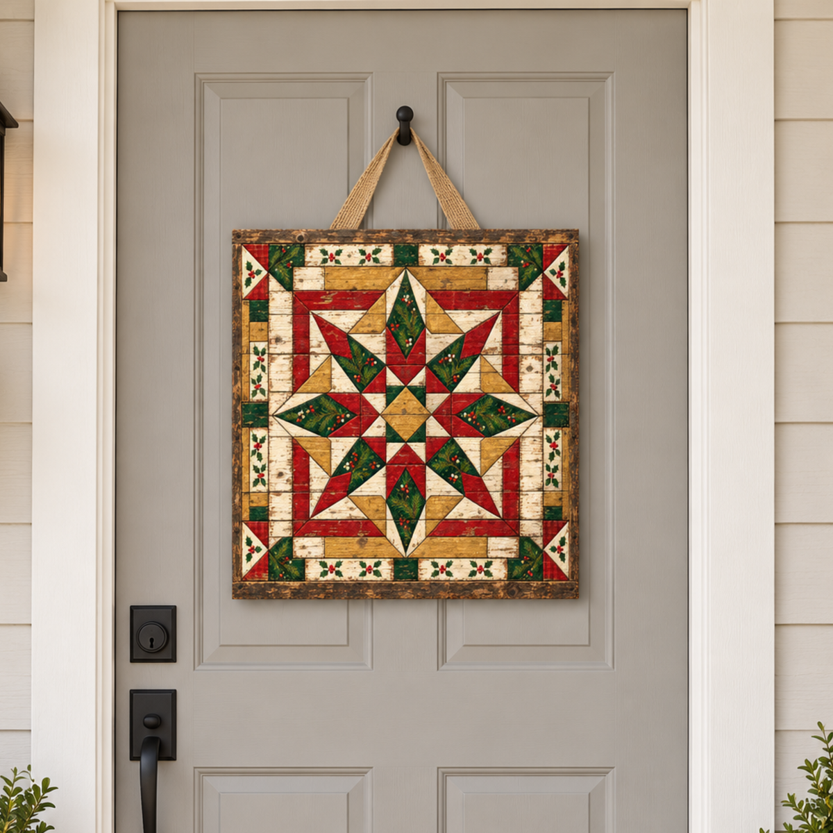 Christmas Barn Quilt Door Hanger Canvas Cut - 16" Winter Canvas for DIY Door Hanger