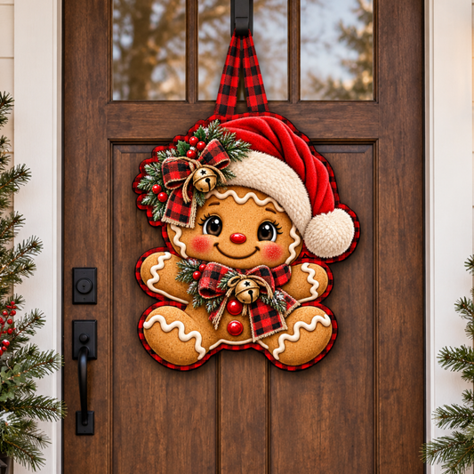 Santa Gingerbread Door Hanger Christmas Canvas Cut - 16" Winter Canvas for DIY Door Hangerbread