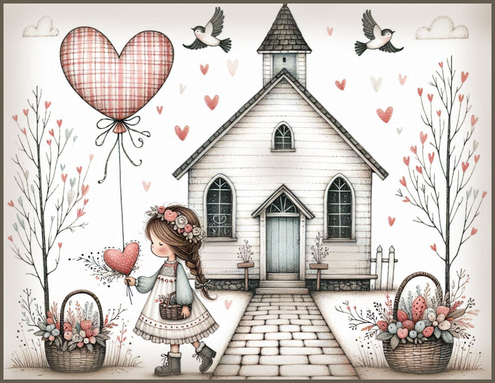School House Girl Fabric Canvas
