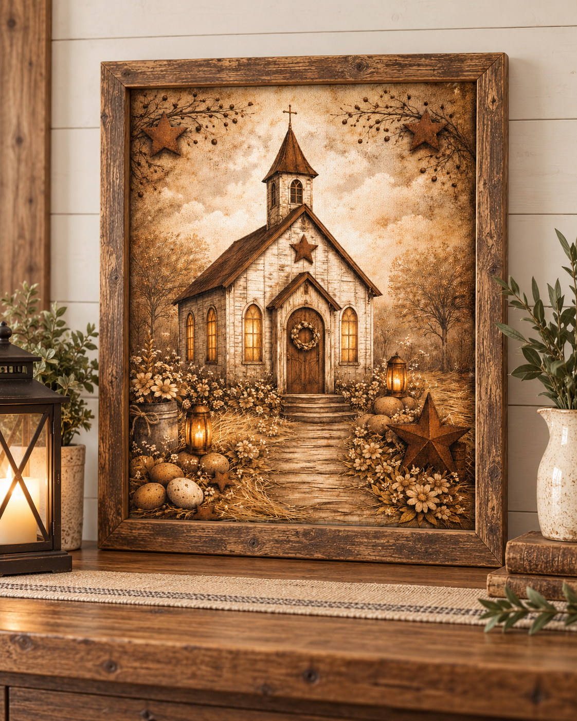 Primitive Country Church - Fine Art Canvas