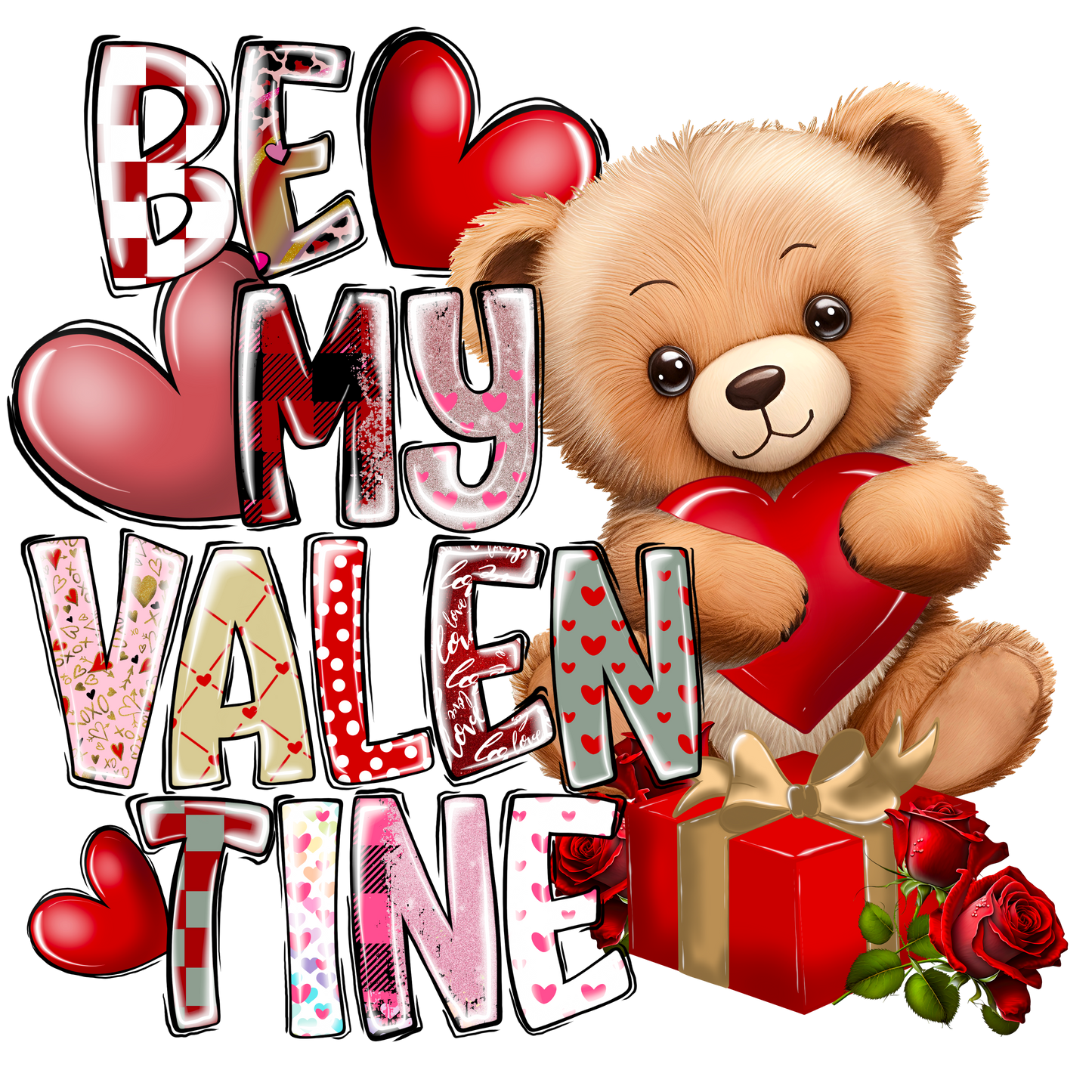 Valentine's Day - Be My Valentine Bear Fabric Canvas