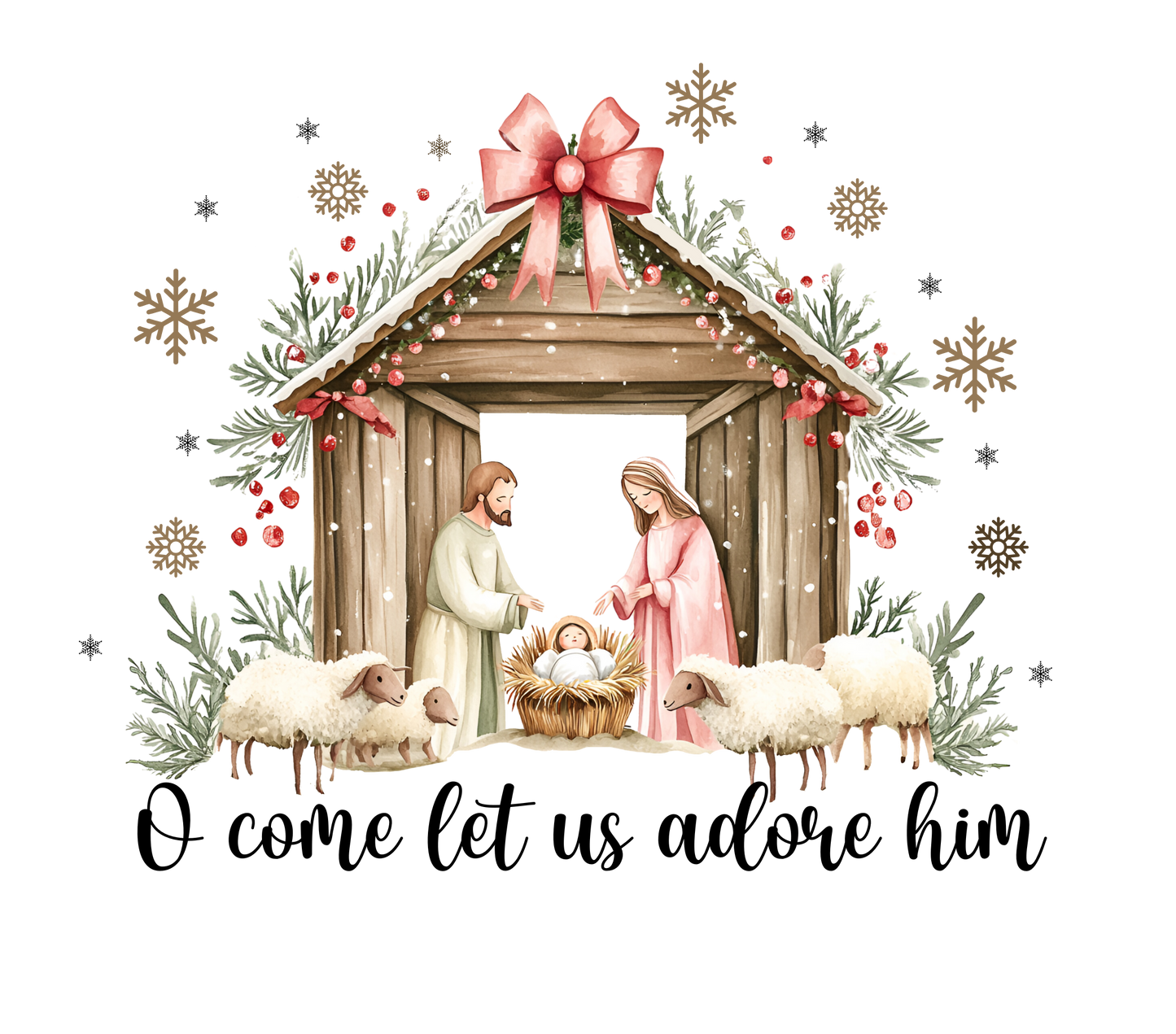 O Come Let Us Adore Him Fabric Canvas