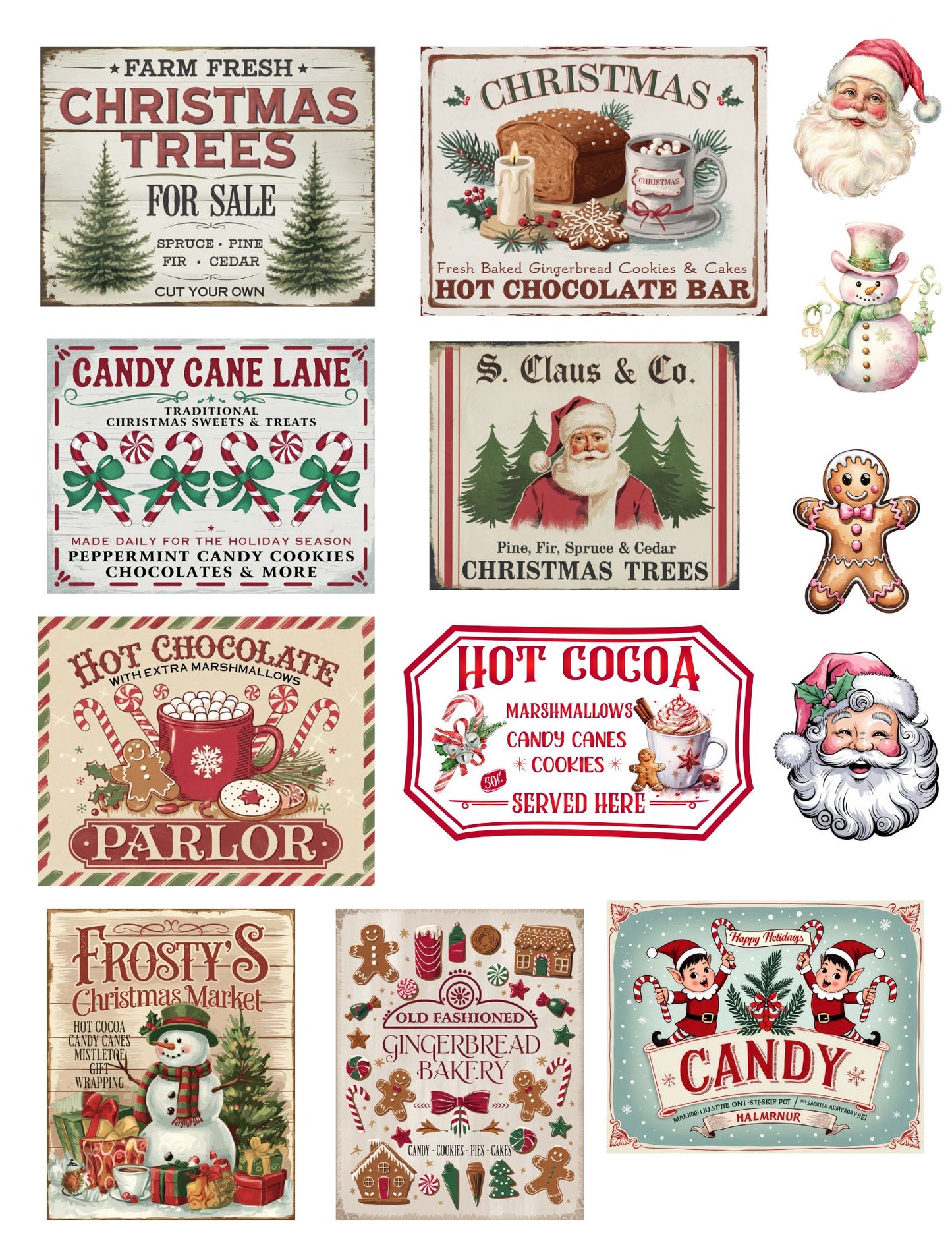 Christmas Labels Design #1 Gang Sheet Canvas