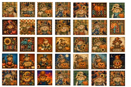 Fall Scarecrow Mini Bundle Magnets & 4x4" Block DIY Canvas Cuts Launch Bundle – 55 Pieces