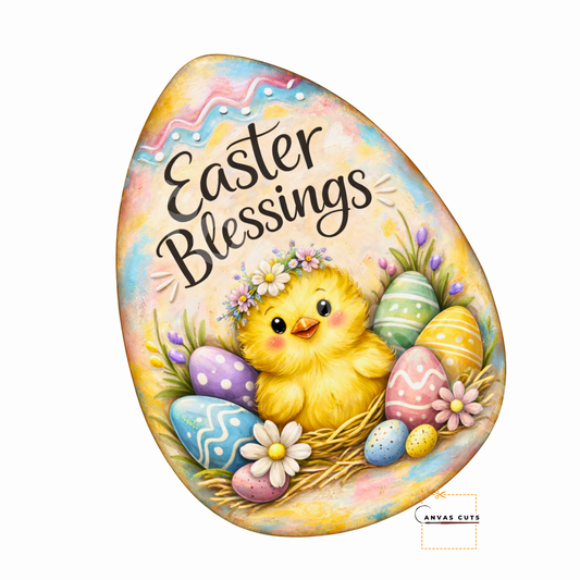 Easter Blessings Chick Canvas Cut – Chippy the Chick Design