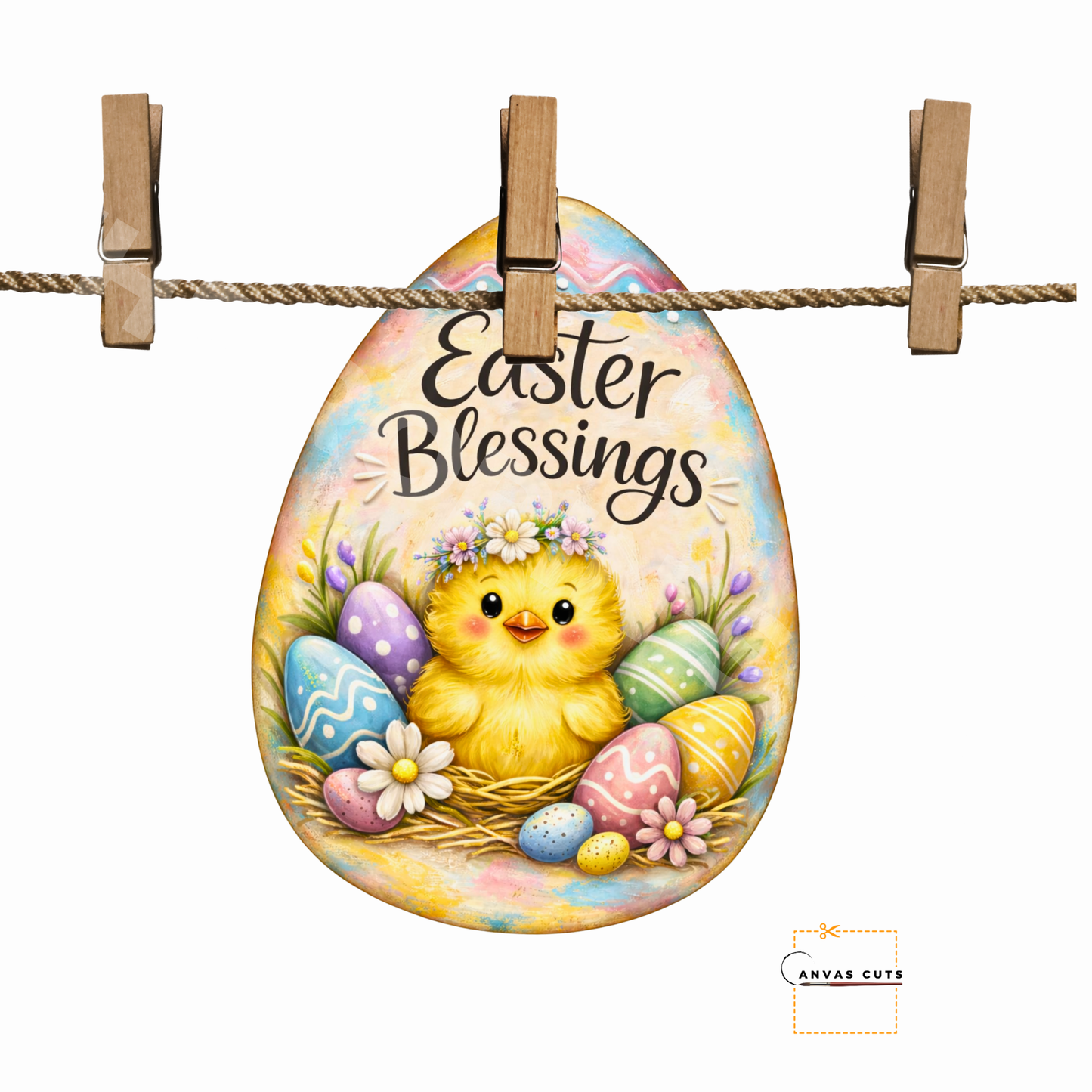 Easter Blessings Chick Canvas Cut – Chippy the Chick Design
