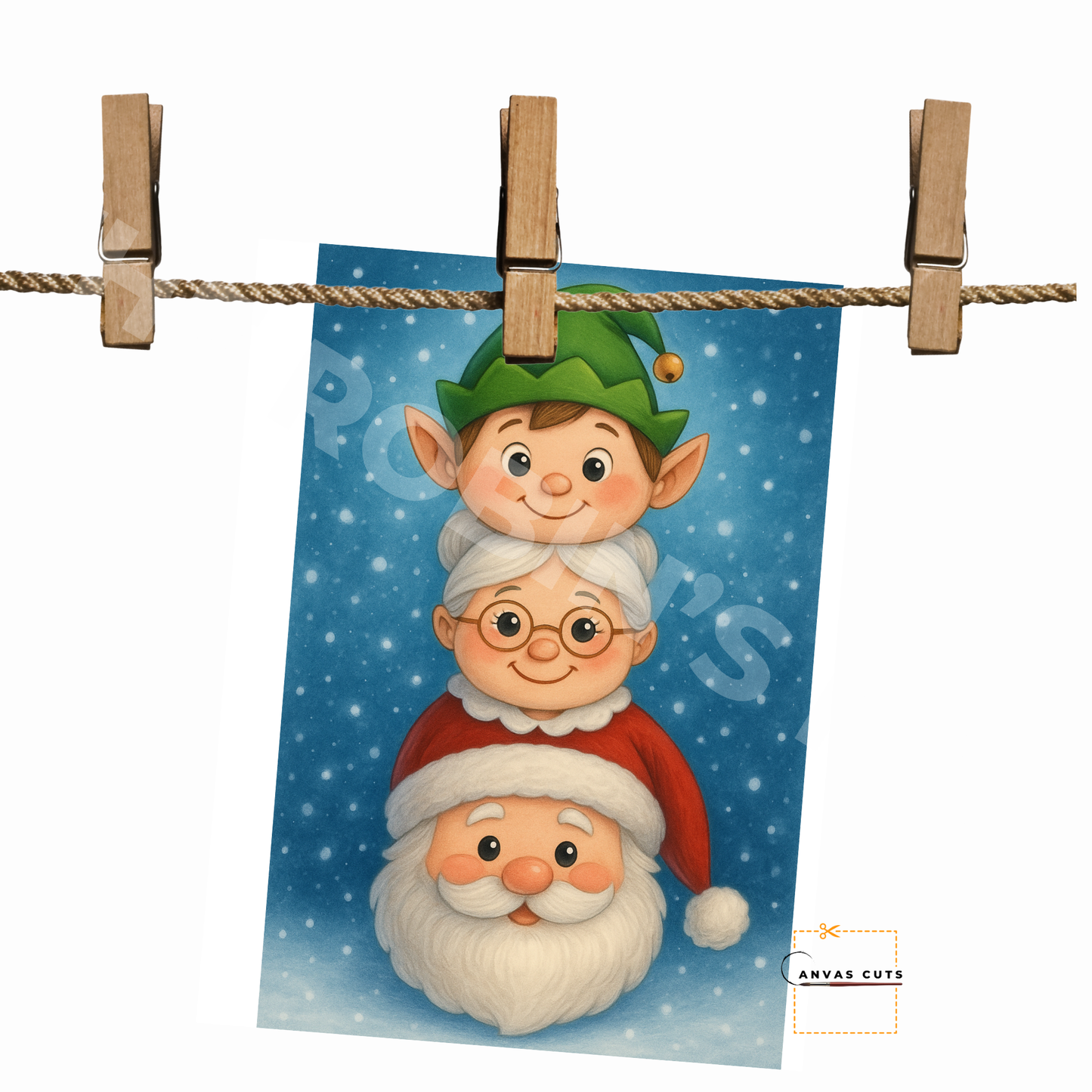 Stacked Santa, Mrs. Claus & Elf – DIY Christmas Canvas for Holiday Door Hangers & Festive Crafts