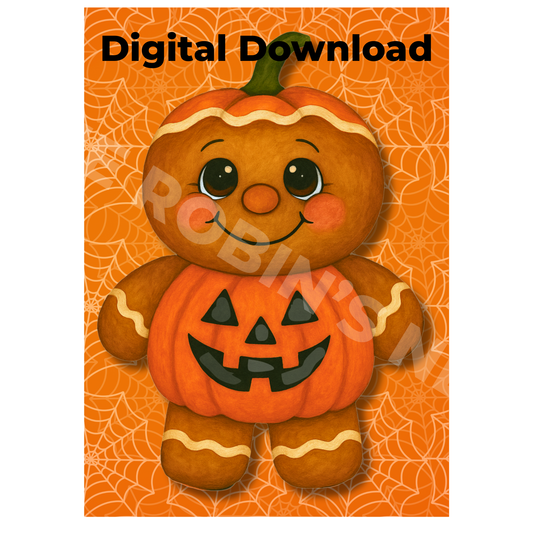 Gingerbread Jack‑O‑Lantern Costume Printable Design | Digital Download PDF & PNG