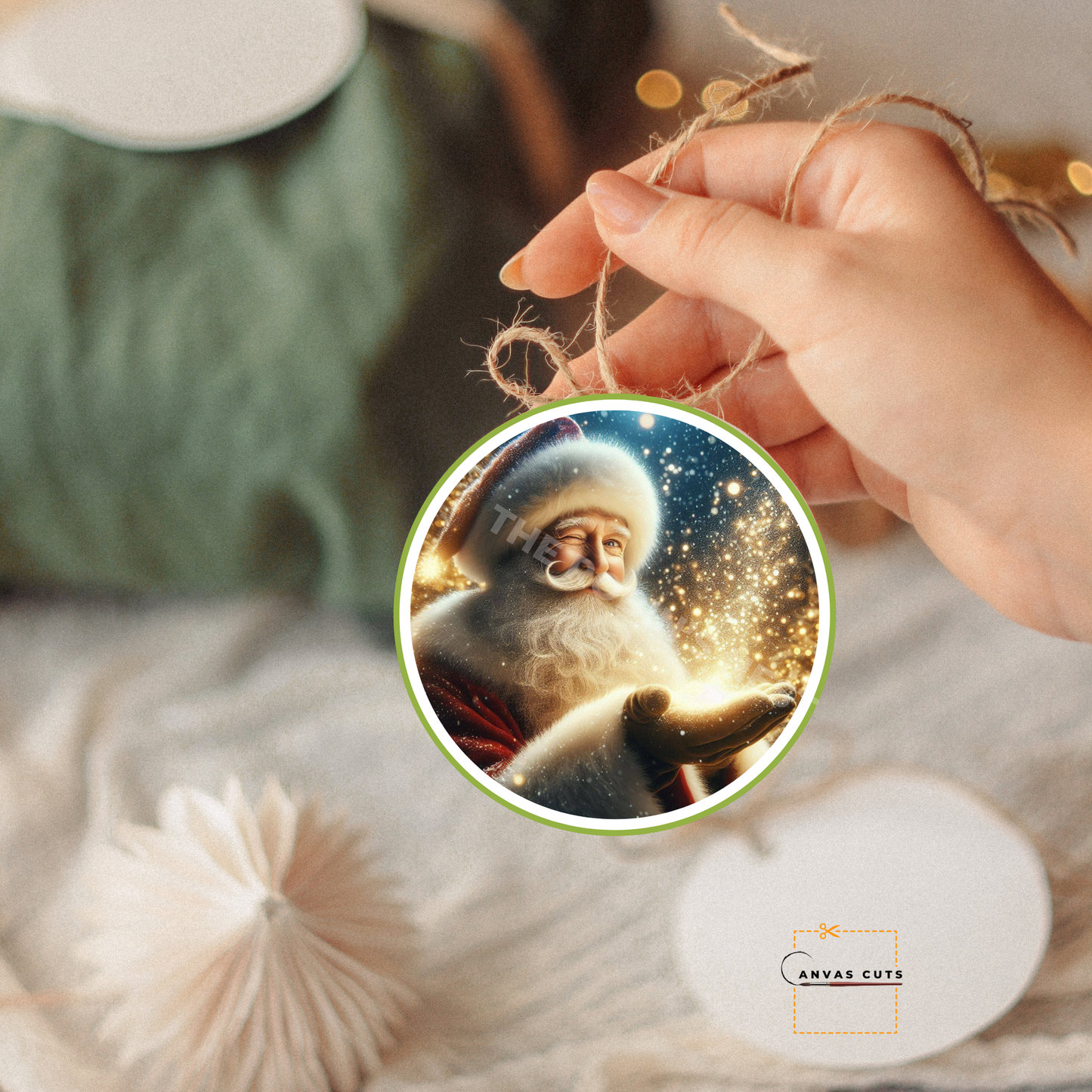 Santa Surrounded by Magic Holding Holiday Wonder