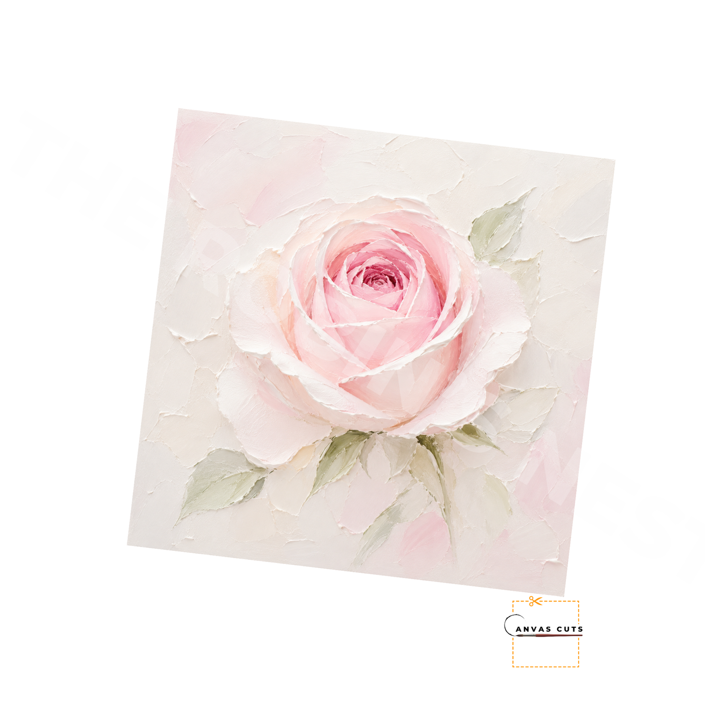 Blush Pink Rose Canvas Cut | Textured Floral Fine Art Print