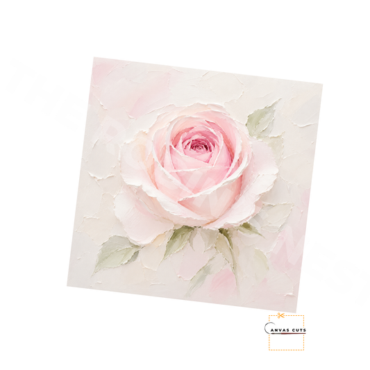 Blush Pink Rose Canvas Cut | Textured Floral Fine Art Print