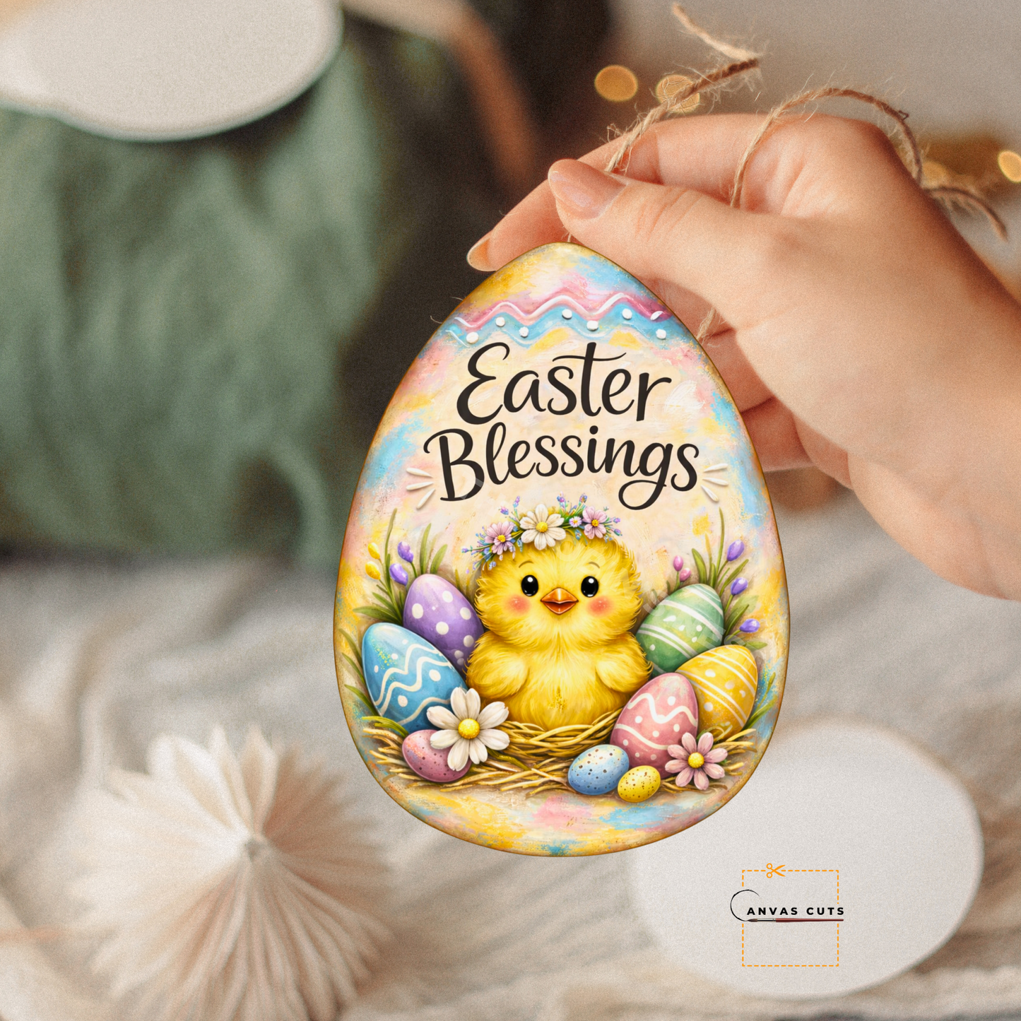 Easter Blessings Chick Canvas Cut – Chippy the Chick Design