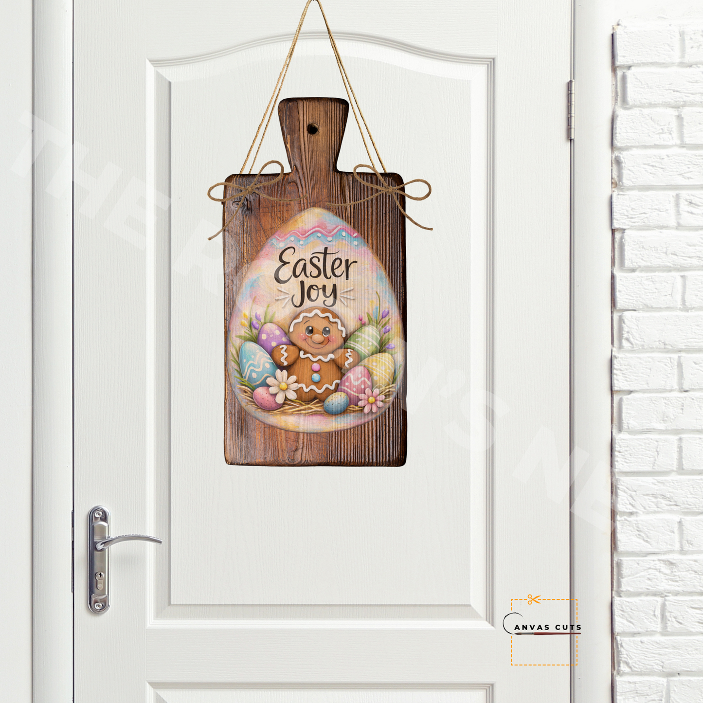 Easter Joy Gingerbread & Lamb Canvas Cut – Whimsical Spring Design