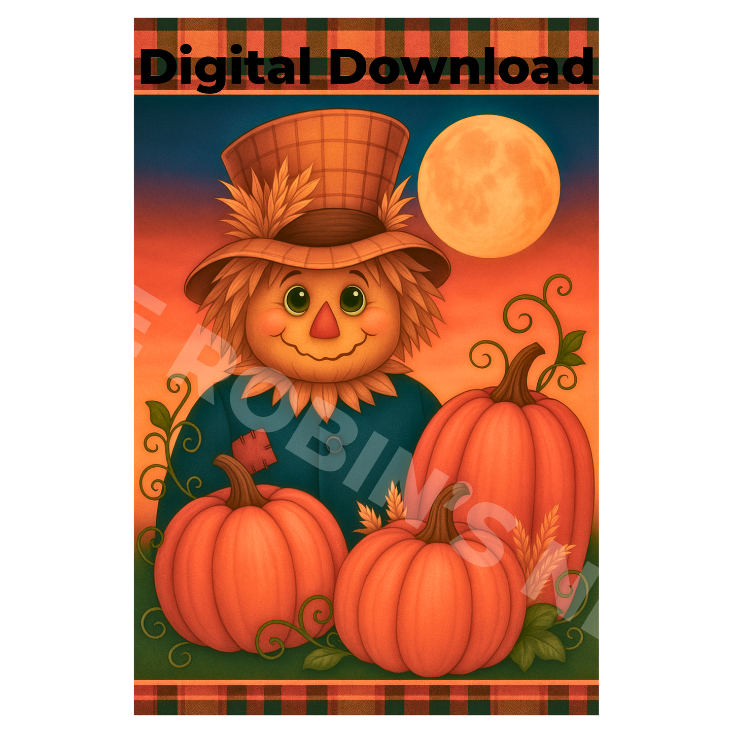 Scarecrow Scene Printable Craft File | Digital Download PDF & PNG