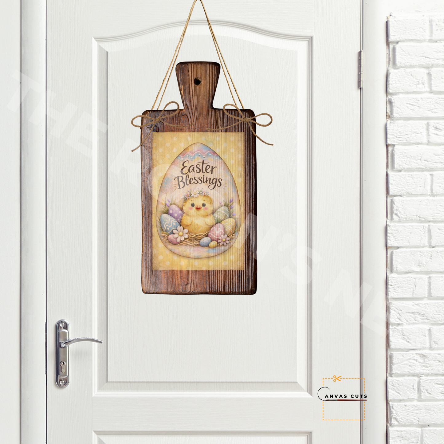 Easter Chick Canvas Cut – Pastel Polka Dot Chippy Design