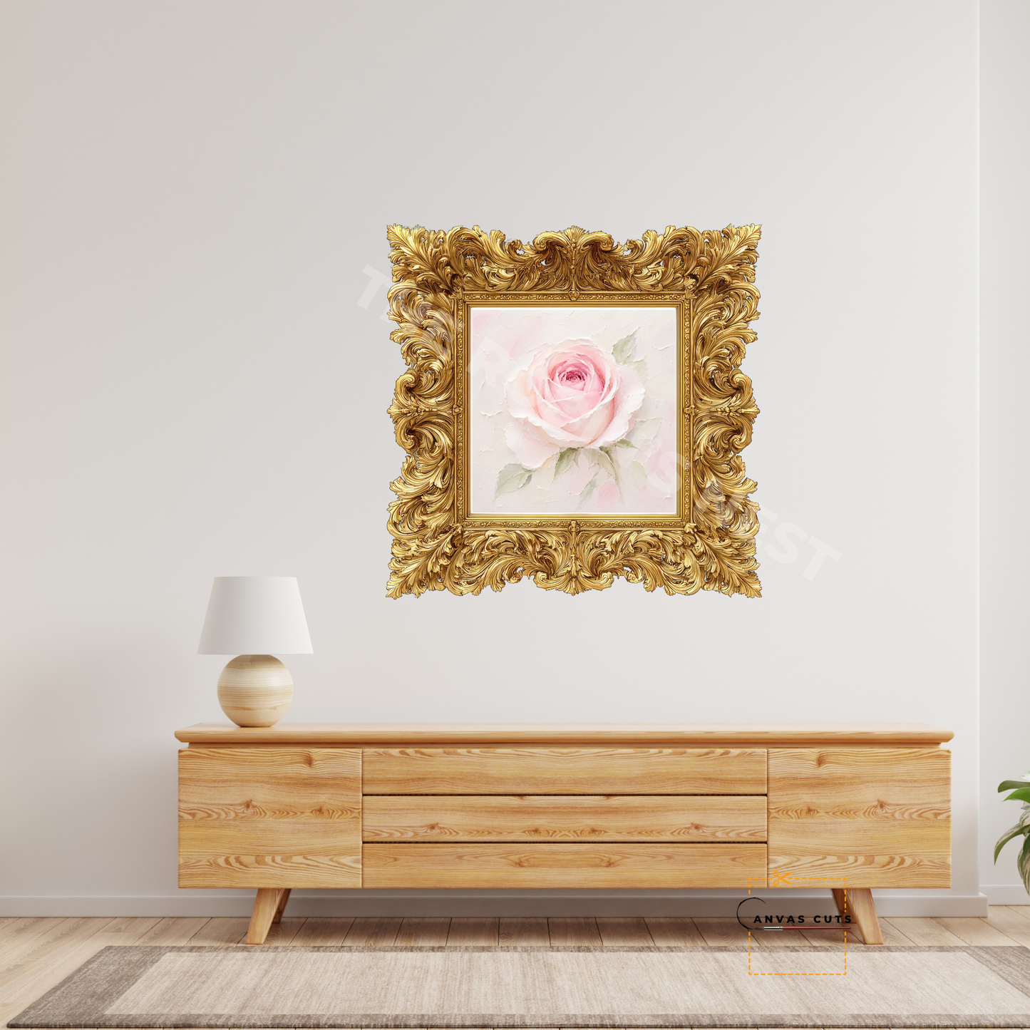 Blush Pink Rose Canvas Cut | Textured Floral Fine Art Print