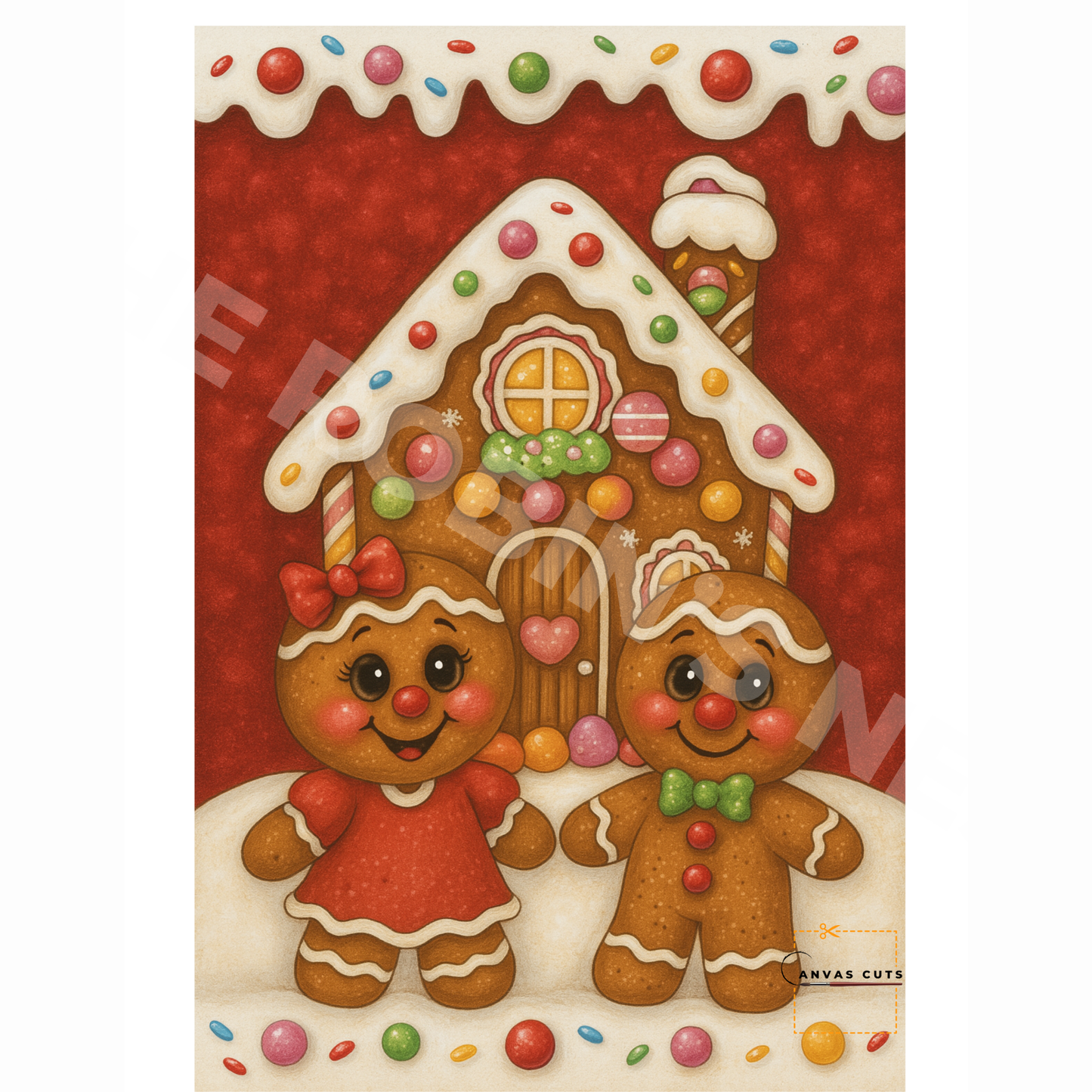 Gingerbread House with Candy Cuties – DIY Christmas Canvas for Sweet Holiday Door Hangers & Gifts