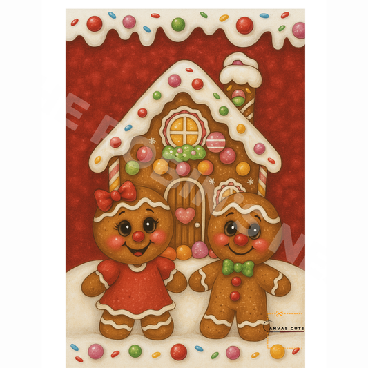 Gingerbread House with Candy Cuties – DIY Christmas Canvas for Sweet Holiday Door Hangers & Gifts