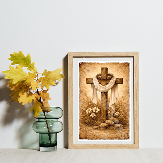 Old Rugged Cross with Lilies Canvas – Easter Church Design