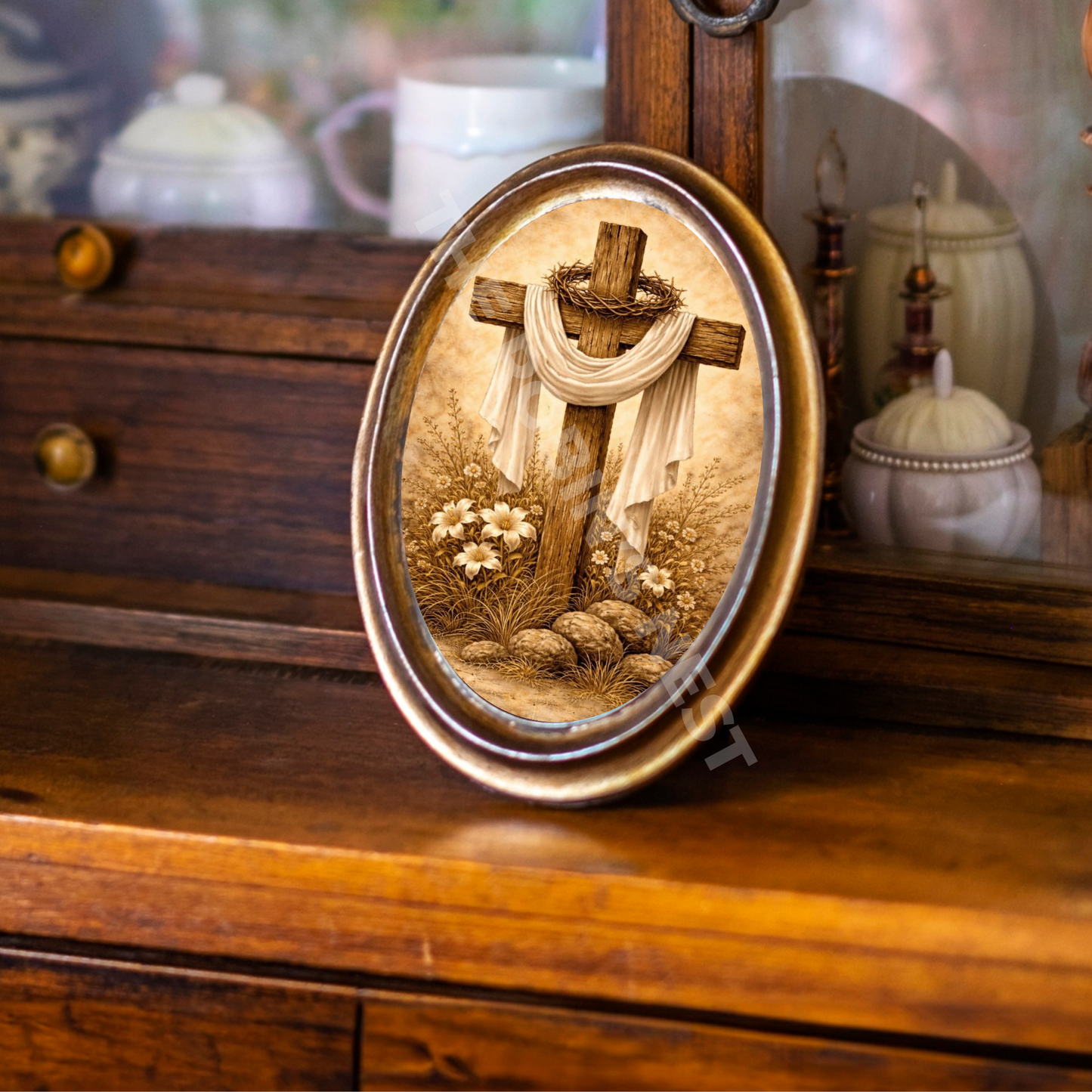 Old Rugged Cross with Lilies Canvas – Easter Church Design