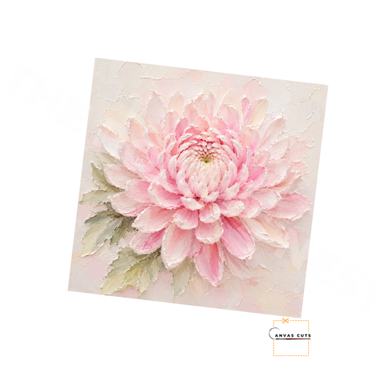 Pink Chrysanthemum Canvas Cut | Textured Floral Fine Art Print