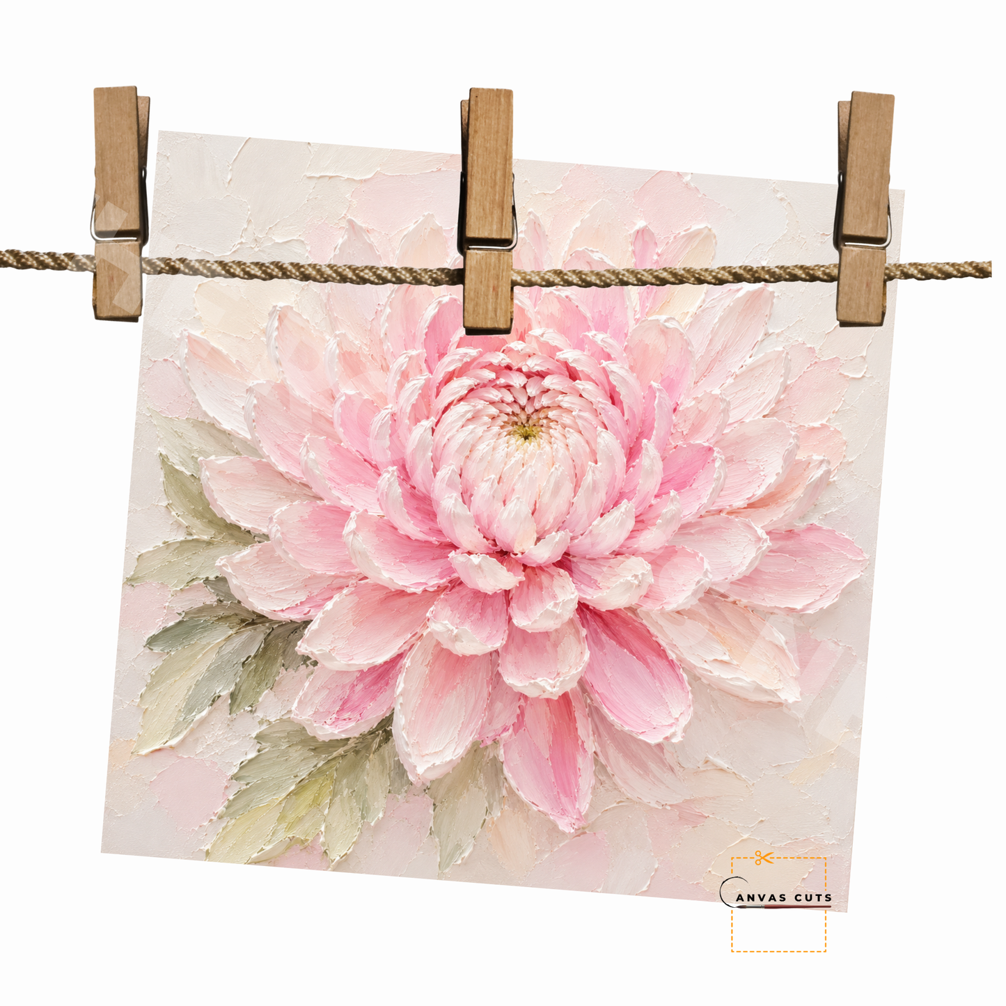 Pink Chrysanthemum Canvas Cut | Textured Floral Fine Art Print
