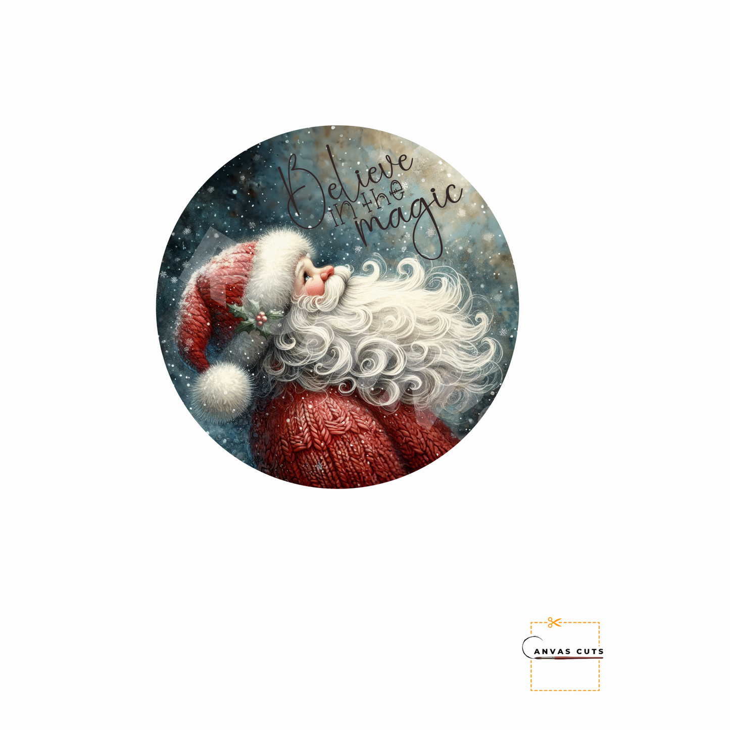 Circle Shape Santa with “Believe in Magic”