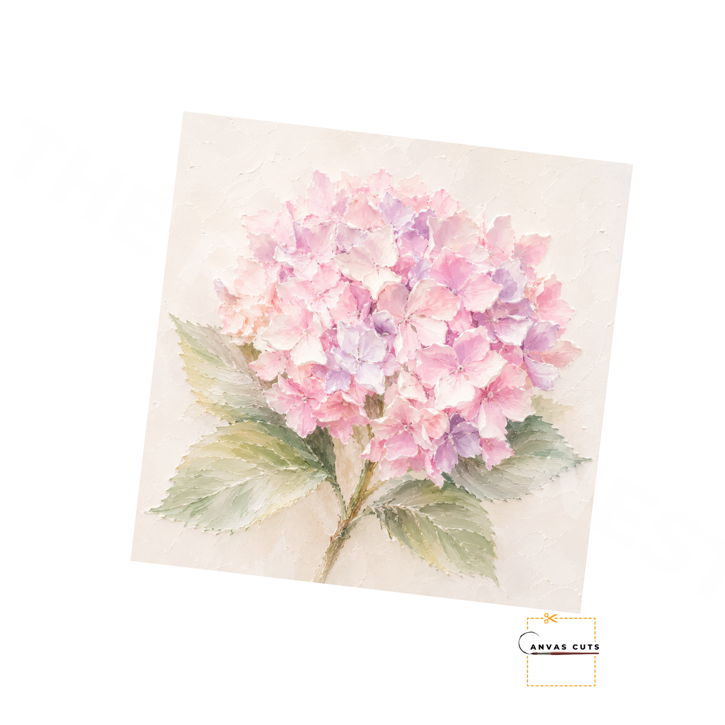 Pink Hydrangea Canvas Cut | Textured Floral Fine Art Print