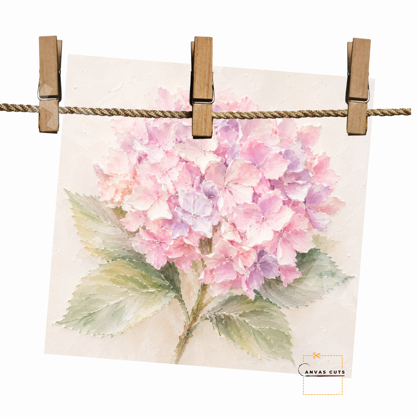 Pink Hydrangea Canvas Cut | Textured Floral Fine Art Print