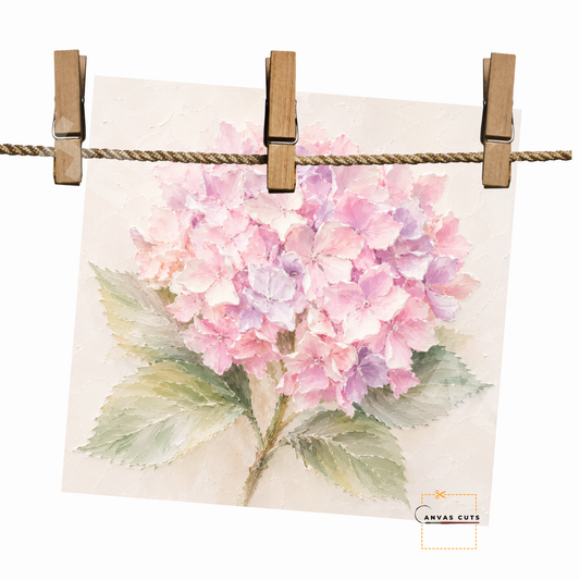 Pink Hydrangea Canvas Cut | Textured Floral Fine Art Print