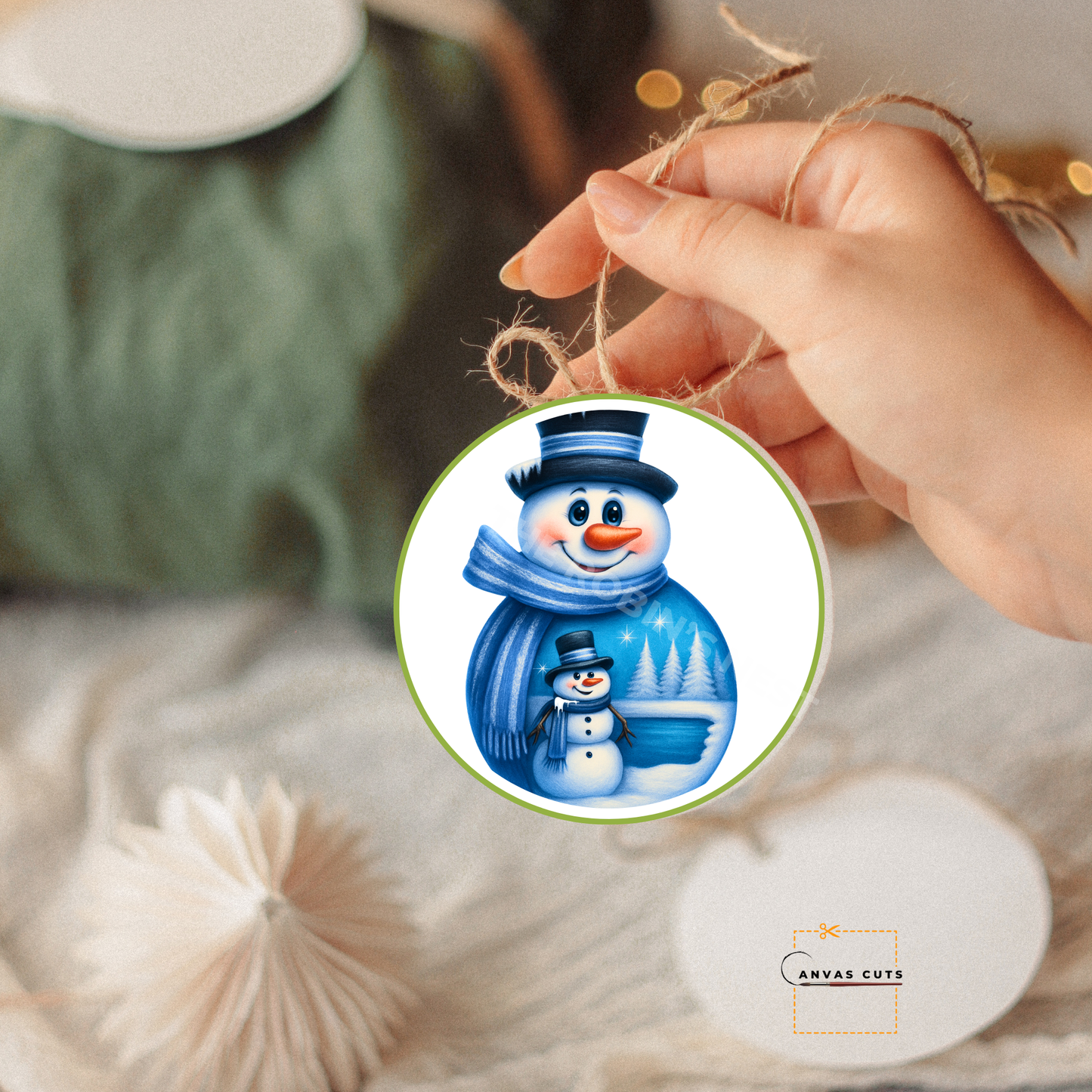 Snowman with Snowman in His Belly Personalizeable Printed Fine Art Canvas for DIY Crafting, Home Décor & Craft Shows