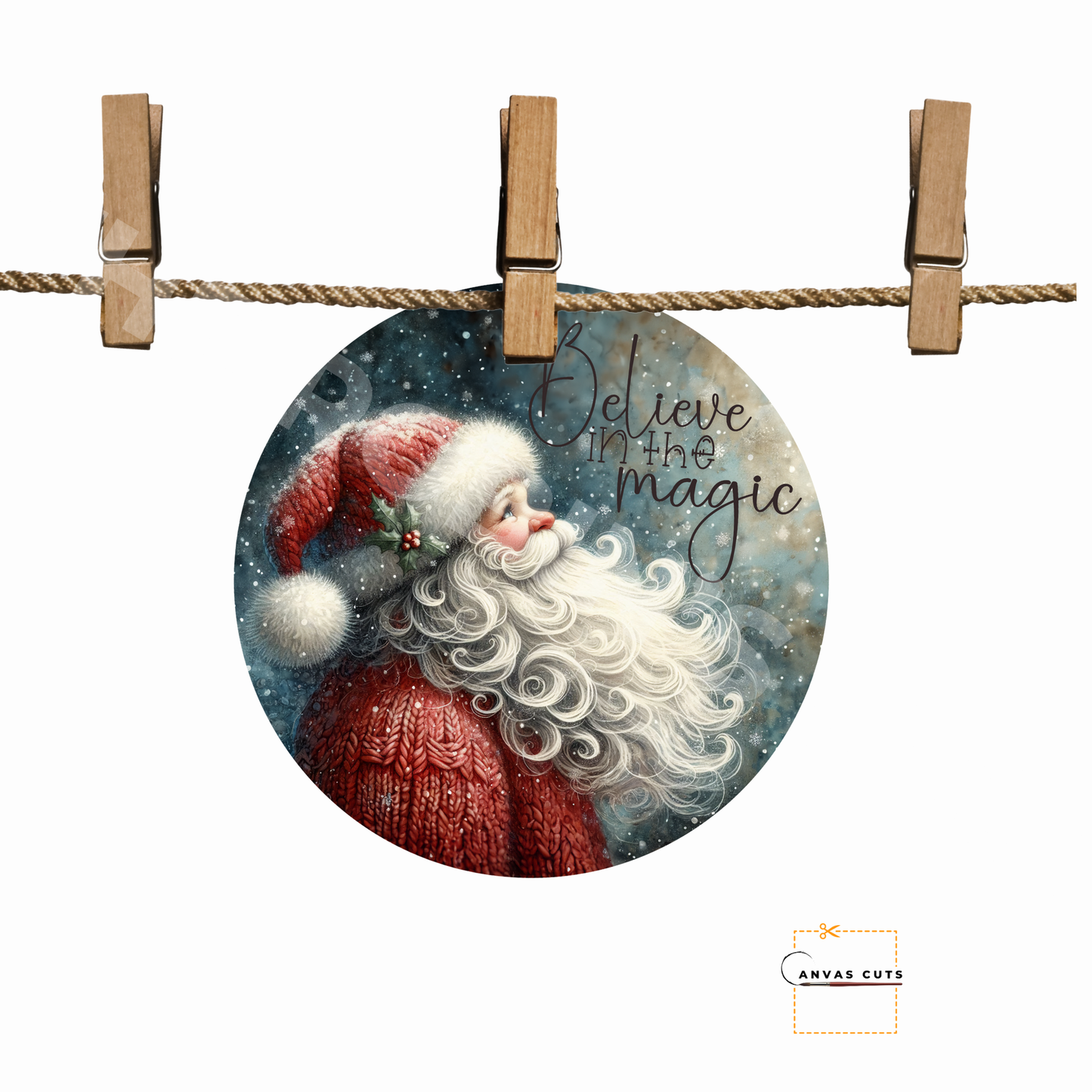 Circle Shape Santa with “Believe in Magic”