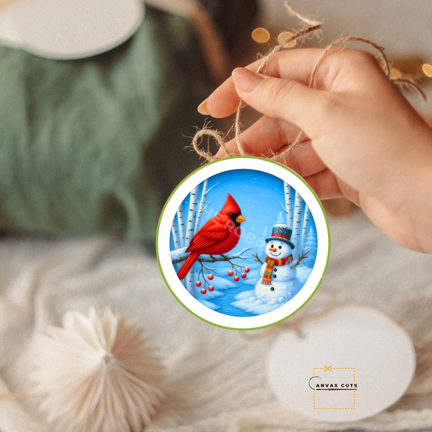Snowman and Cardinal – Winter Crafting Canvas for Door Hangers, Wreaths & Christmas Signs