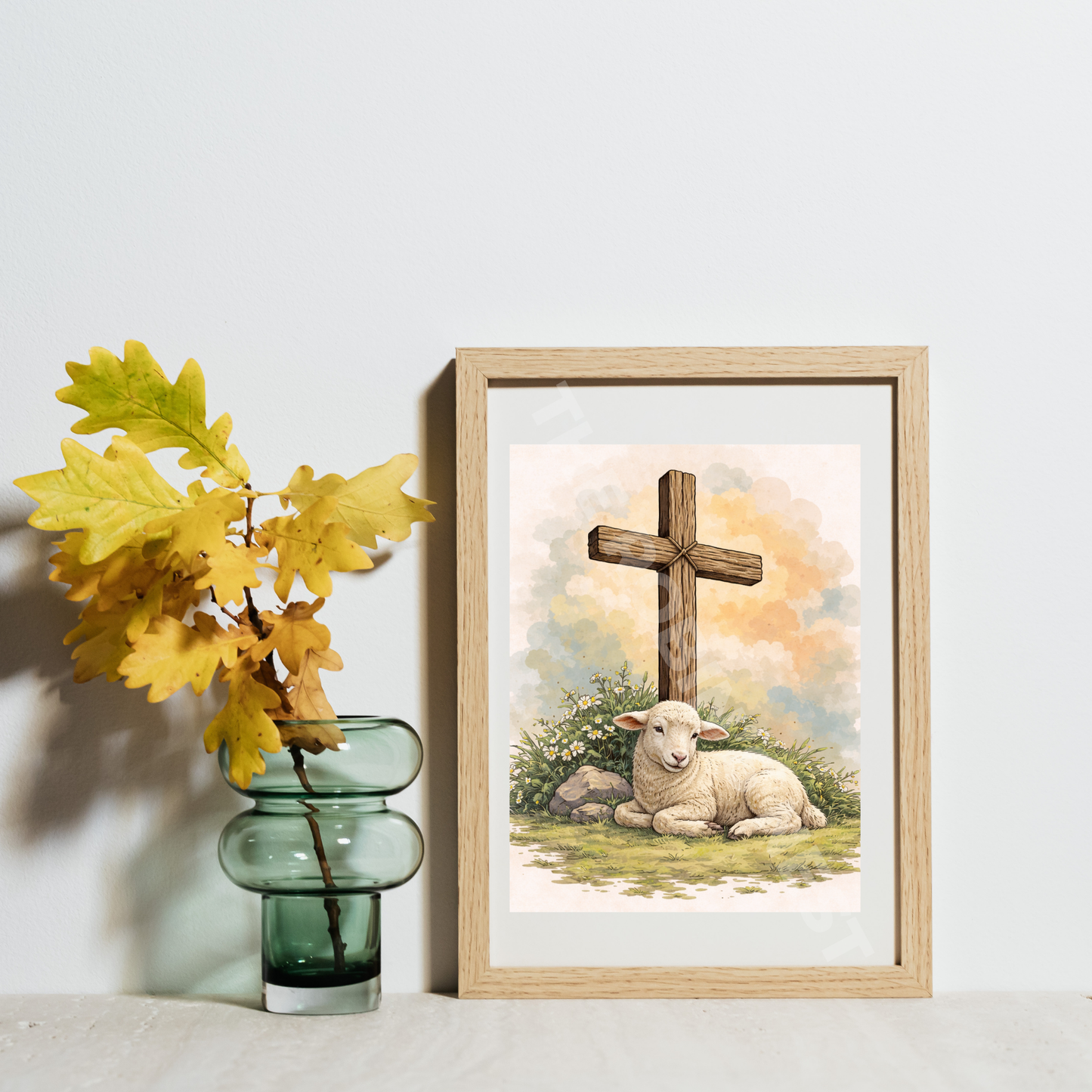 Lamb at the Cross Canvas – Easter Faith Design
