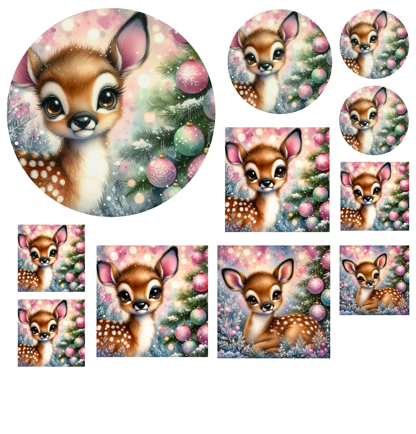 Bundle - 12" Rose Gold Christmas Reindeer Canvas - 10 pieces - DIY Project - Crafting