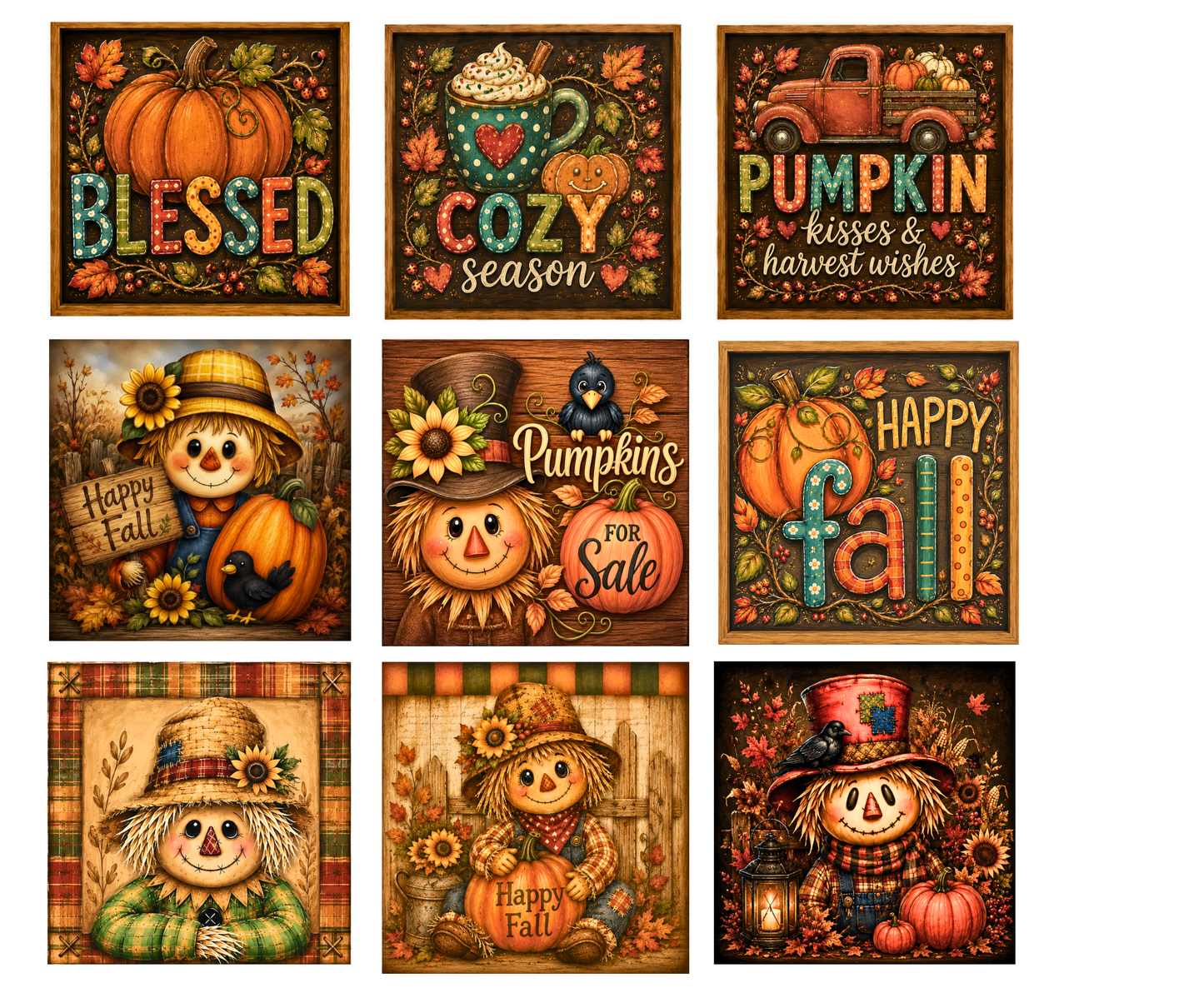 Autumn Fall Scarecrow Launch Bundle/ 29 Premium Canvas Prints/Limited Time Introductory Offer