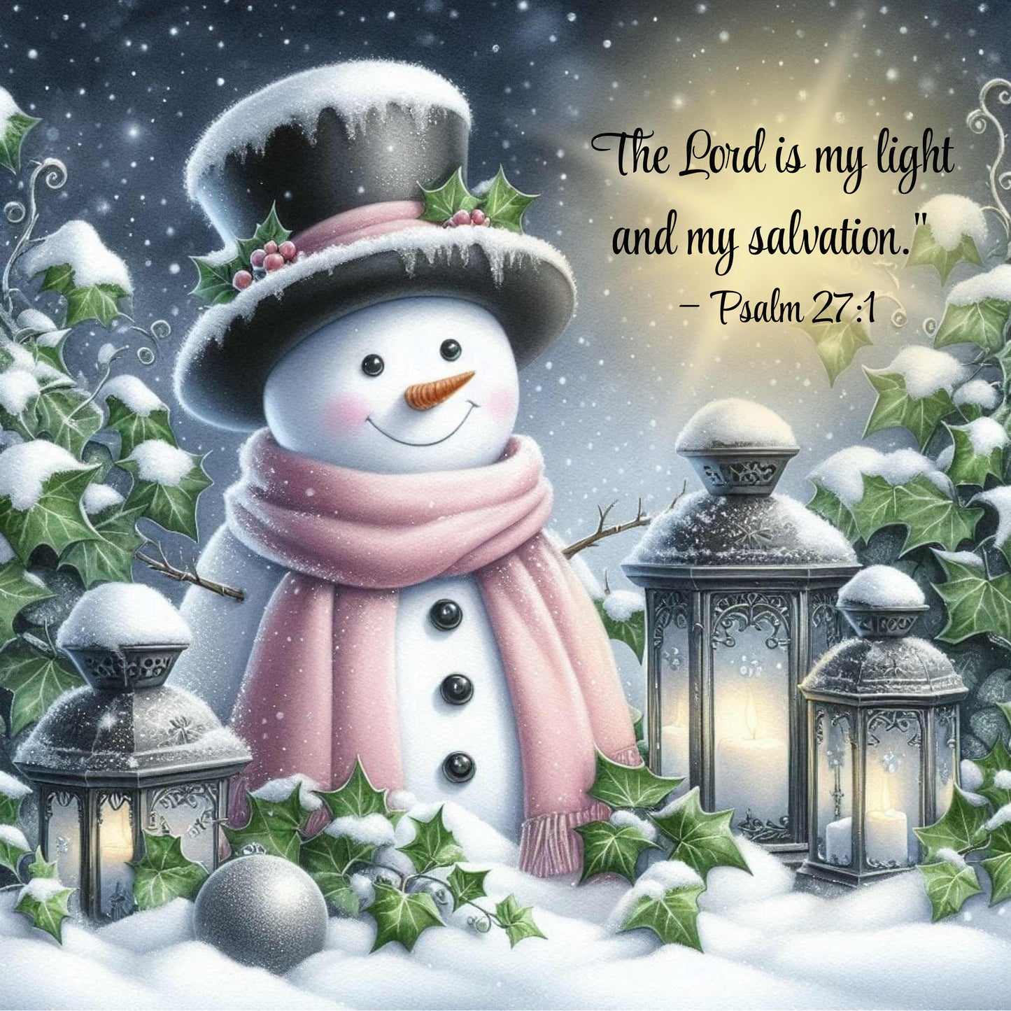Snowman The Lord is my Light Canvas