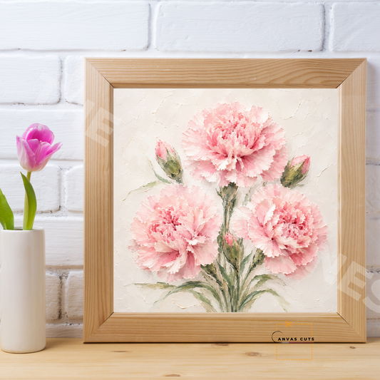 Pink Carnation Canvas Cut | Textured Floral Fine Art Print