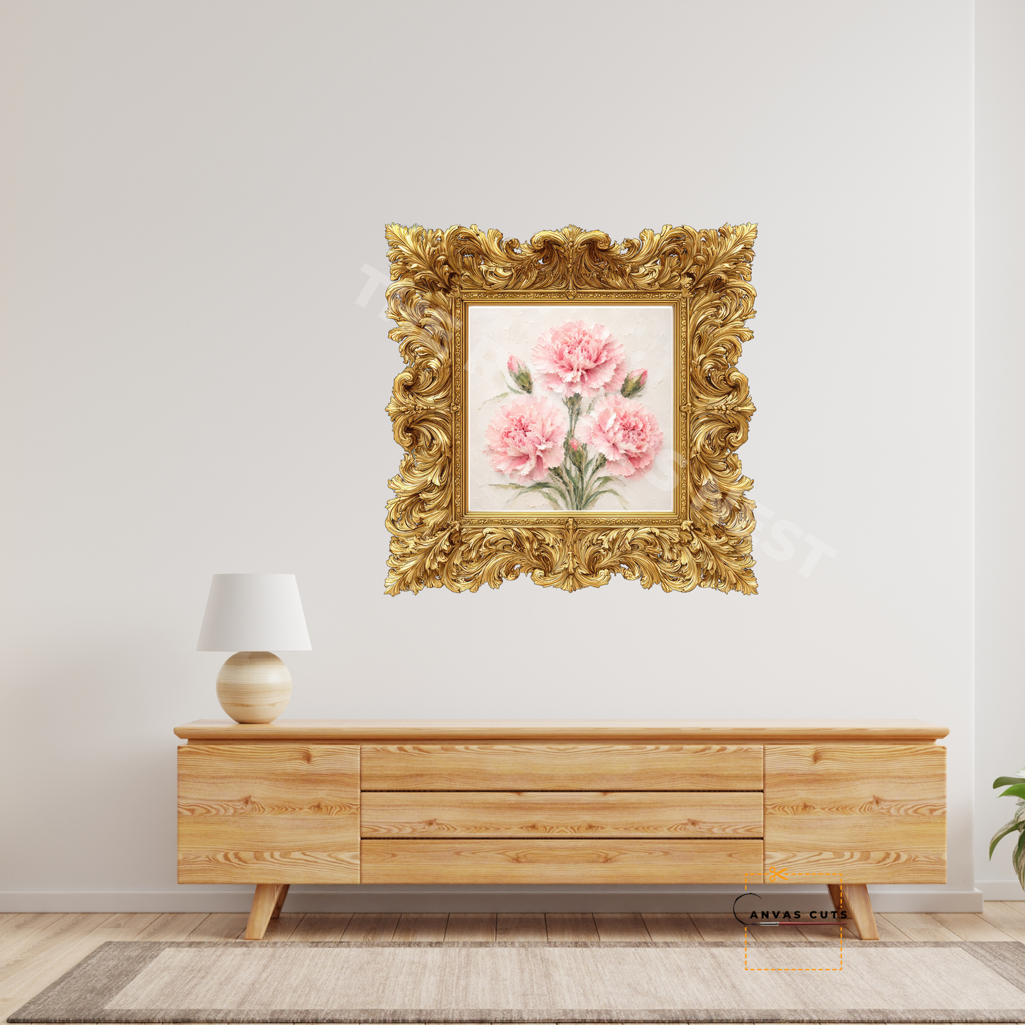 Pink Carnation Canvas Cut | Textured Floral Fine Art Print