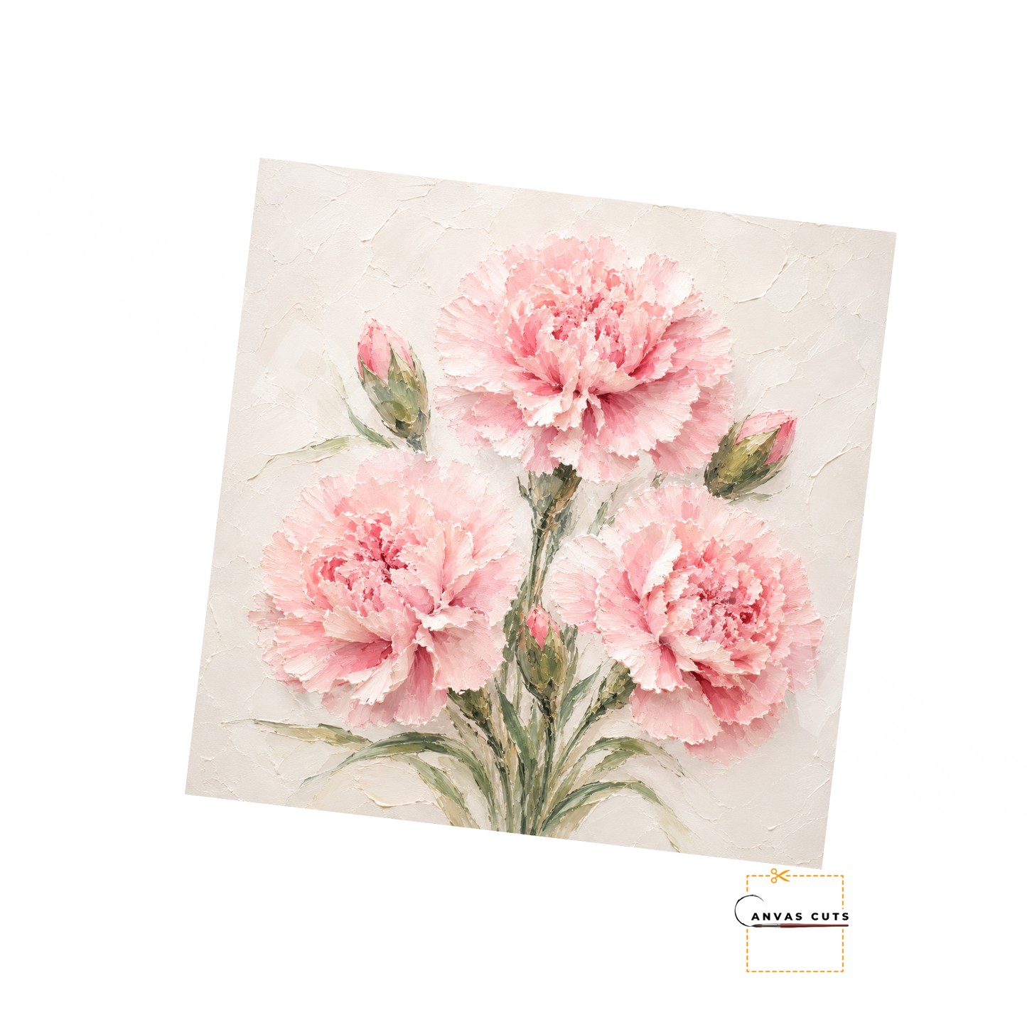 Pink Carnation Canvas Cut | Textured Floral Fine Art Print