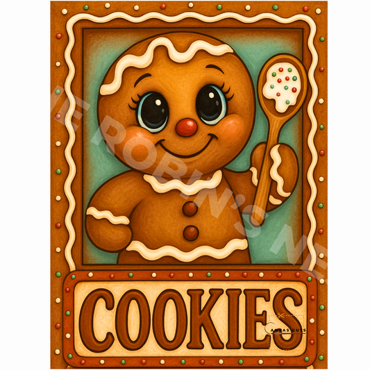 Gingerbread Man with Spatula – Personalizeable Canvas Cut for DIY Crafting, Holiday Décor & Craft Shows