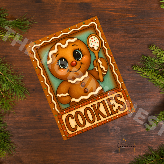 Gingerbread Man with Spatula – Personalizeable Canvas Cut for DIY Crafting, Holiday Décor & Craft Shows