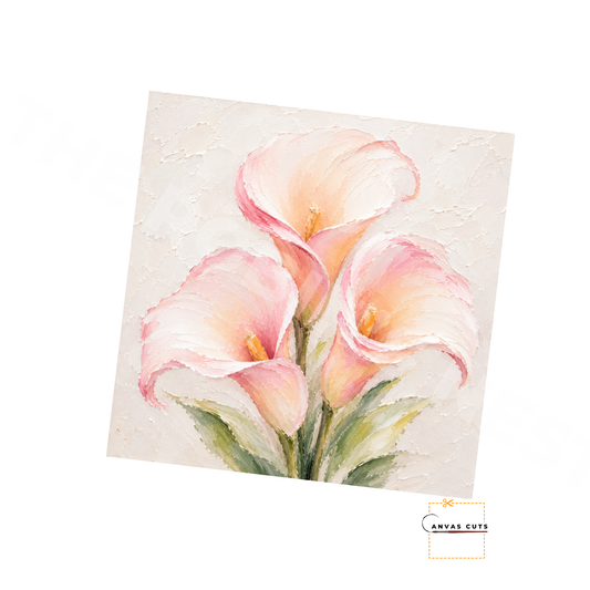 Blush Calla Lily Canvas Cut | Textured Floral Fine Art Print
