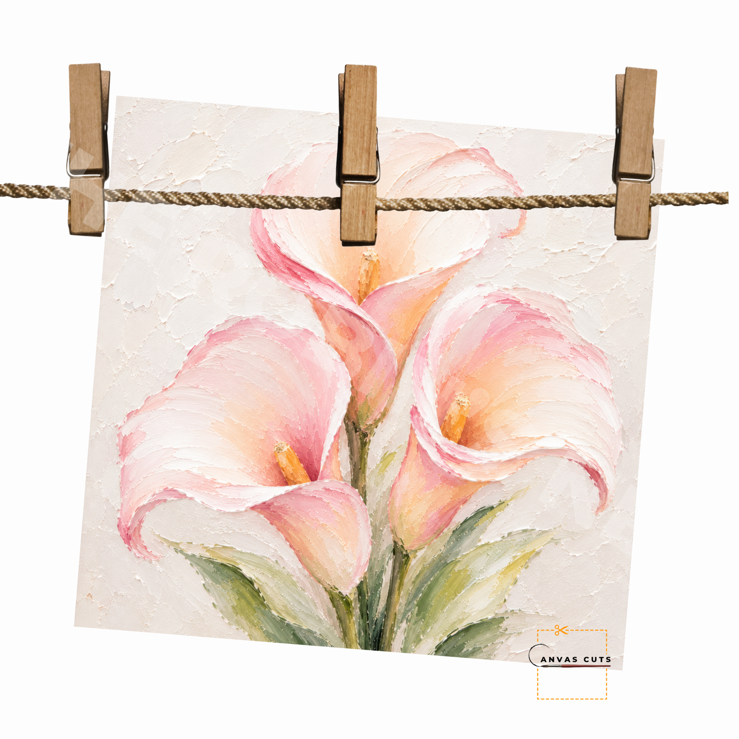 Blush Calla Lily Canvas Cut | Textured Floral Fine Art Print