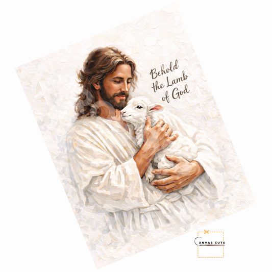 Behold the Lamb of God Canvas – Jesus with Lamb Design