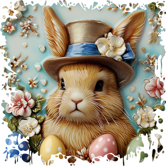 Easter Bunny with Top Hat - Fabric Canvas