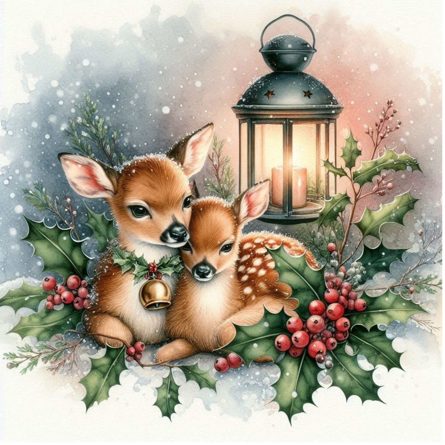 Two Deer by Lantern Canvas