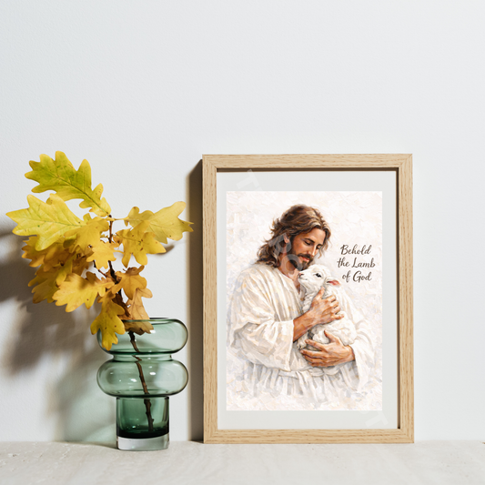 Behold the Lamb of God Canvas – Jesus with Lamb Design